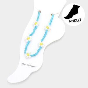 Seed Bead Flower Anklet